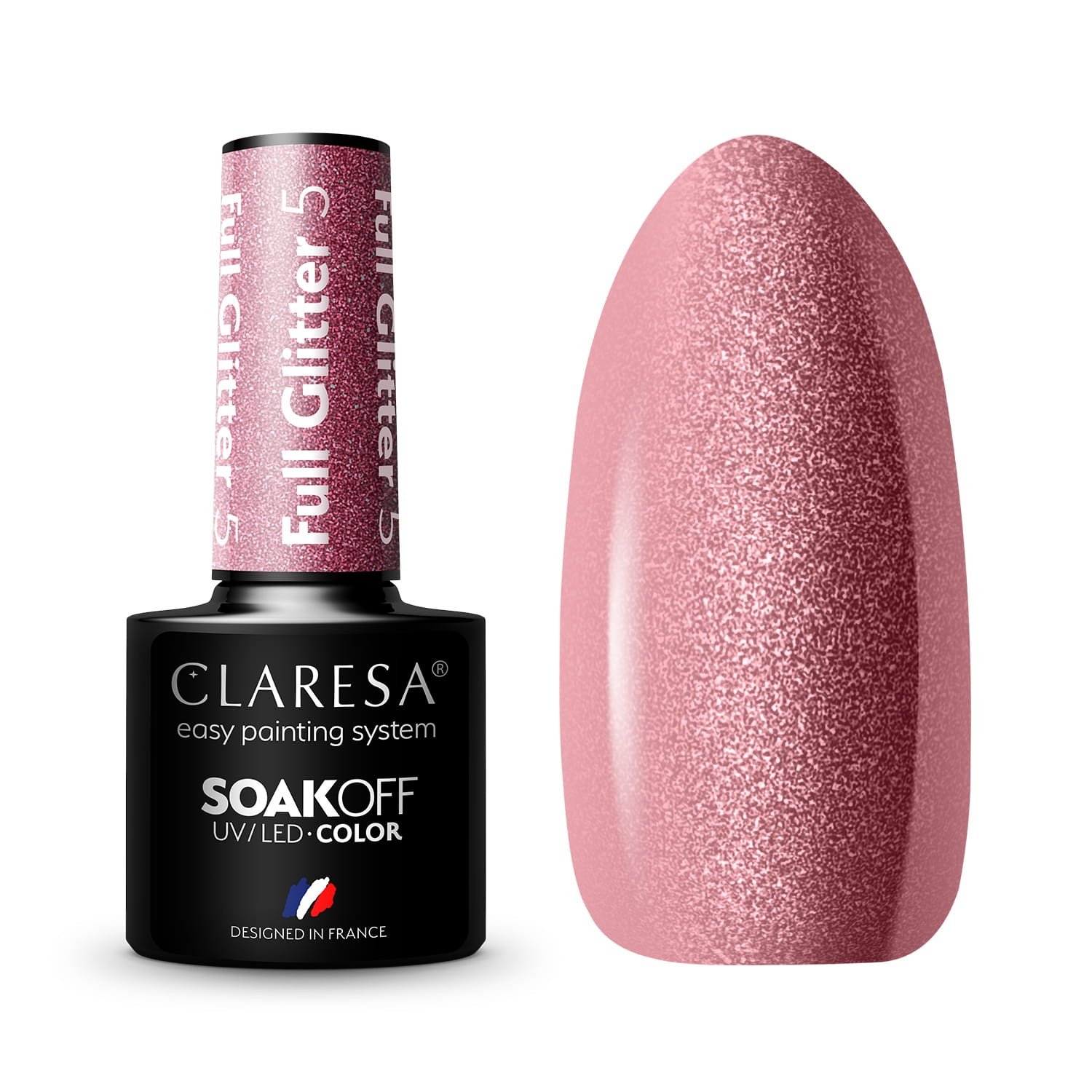 JustNails.pl JustNails Produkty do paznokci CLARESA Lakier hybrydowy Full Glitter 5 5g Lakiery hybrydowe