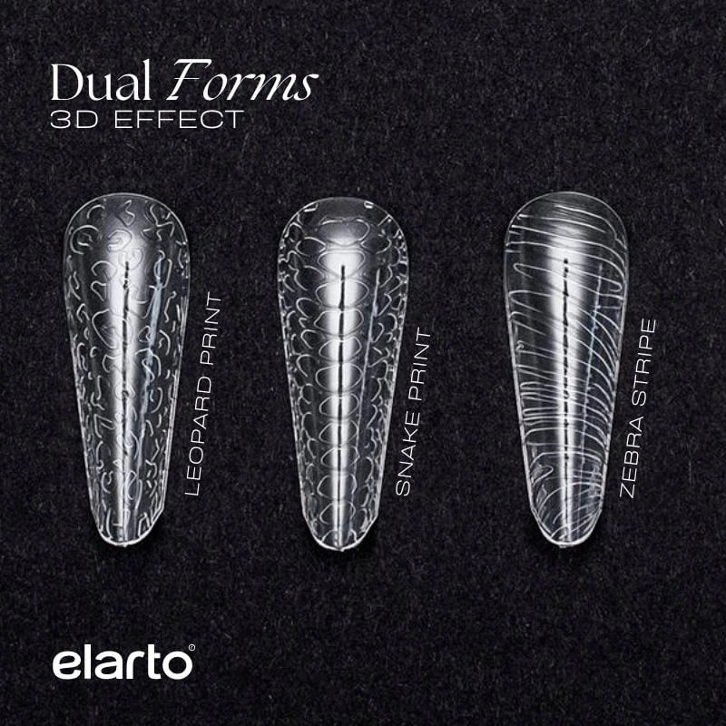 JustNails.pl Produkty do paznokci ELARTO Formy górne Dual Form Modern Almond 3D Effect Almond Zebra Stripe 120 szt. Akcesoria
