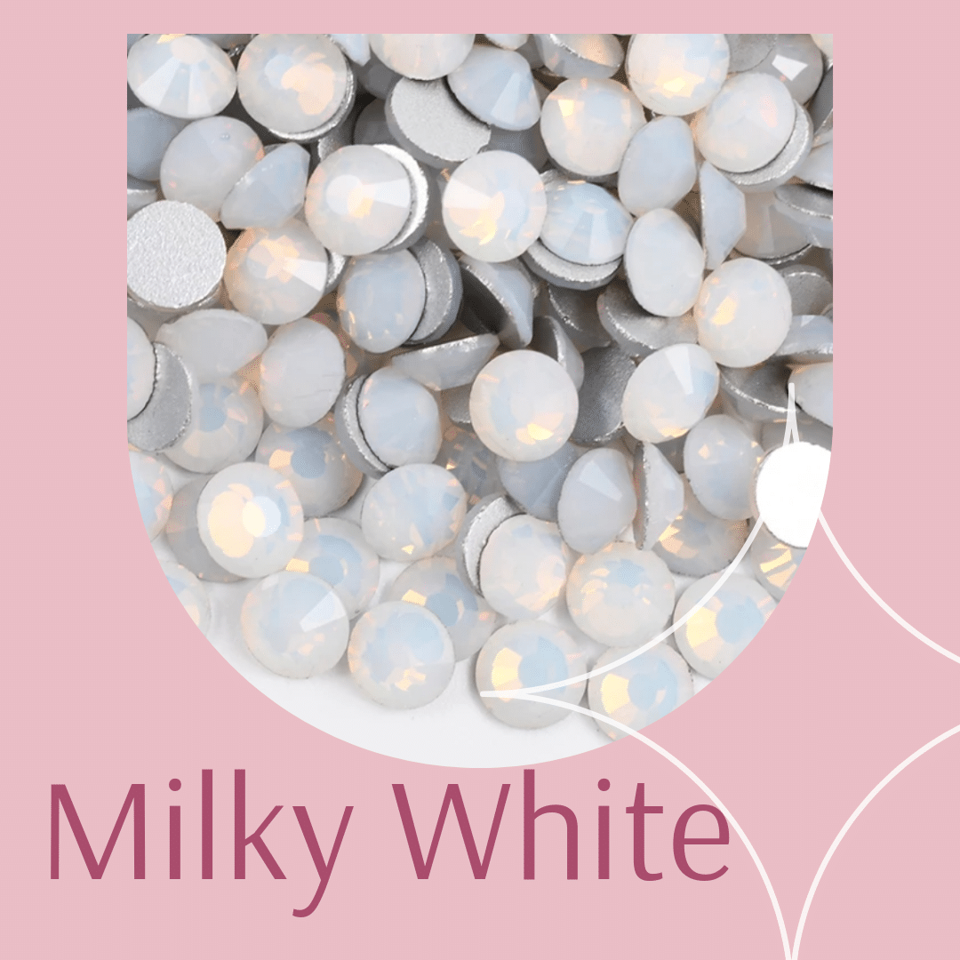 JustNails.pl ZIRCONE Cyrkonie Milky White 100 szt. (MIX)