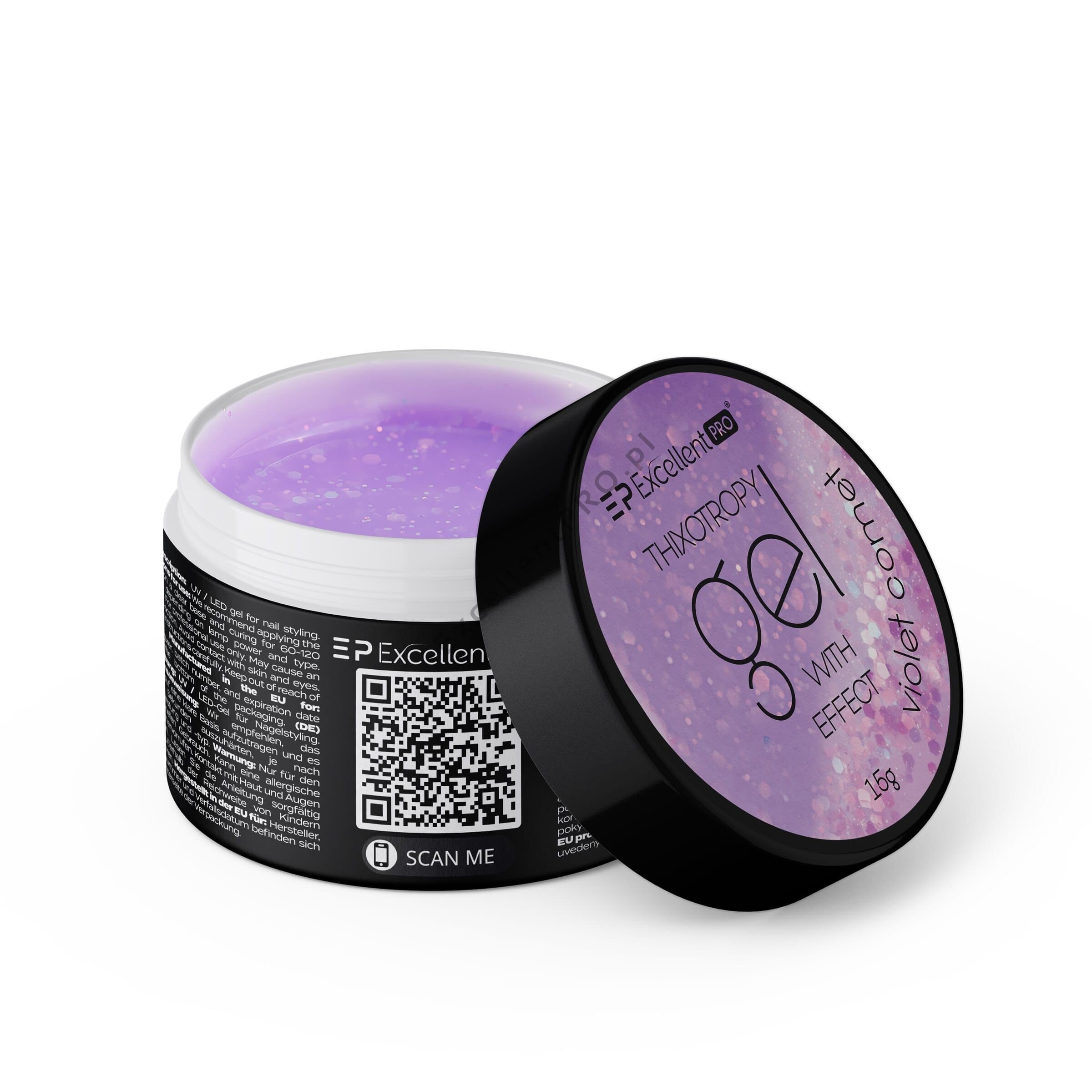 JustNails.pl JustNails EXCELLENT PRO Żel budujący Thixotropy gel with effect Violet Comet 15g