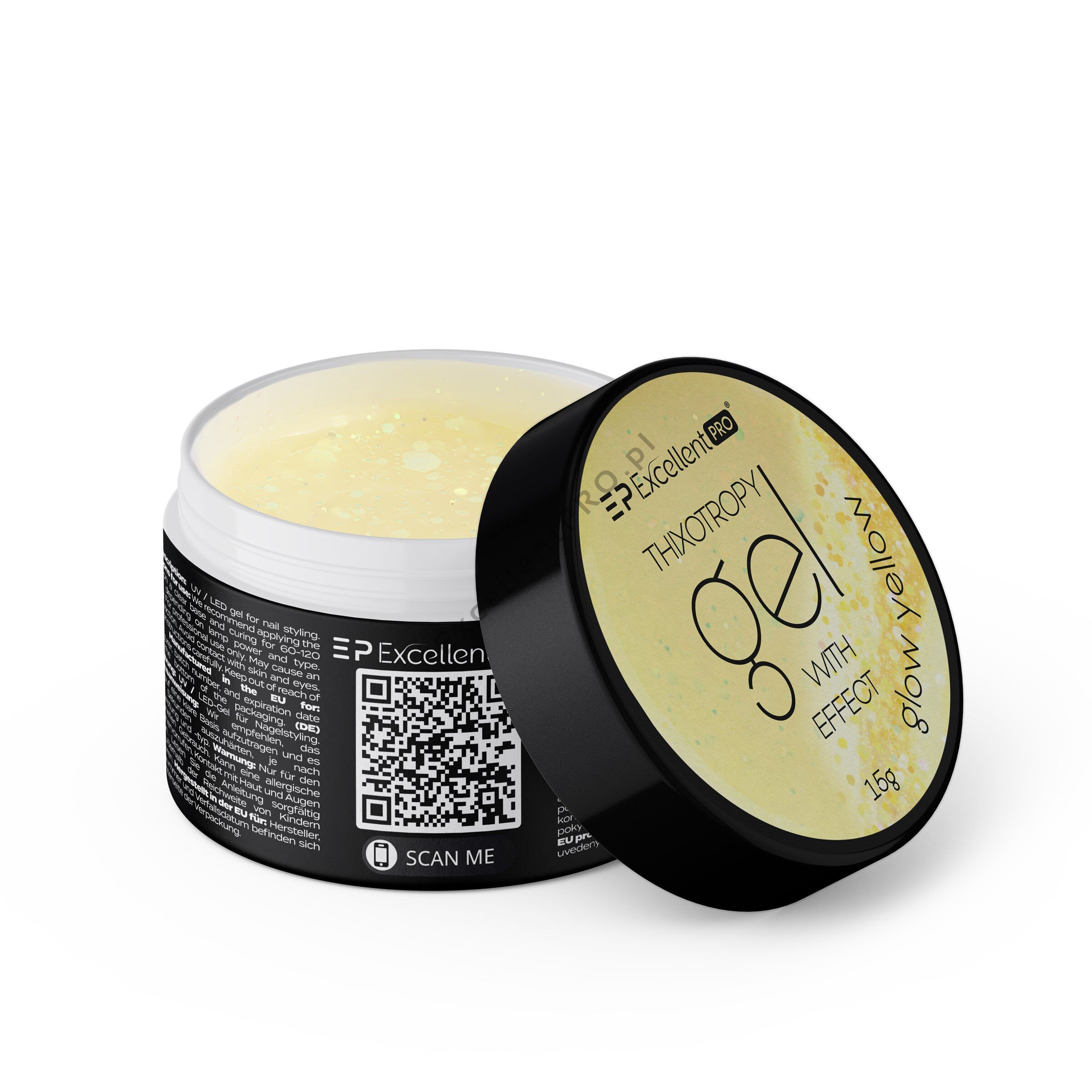 JustNails.pl JustNails EXCELLENT PRO Żel budujący Thixotropy gel with effect Glow Yellow 15g