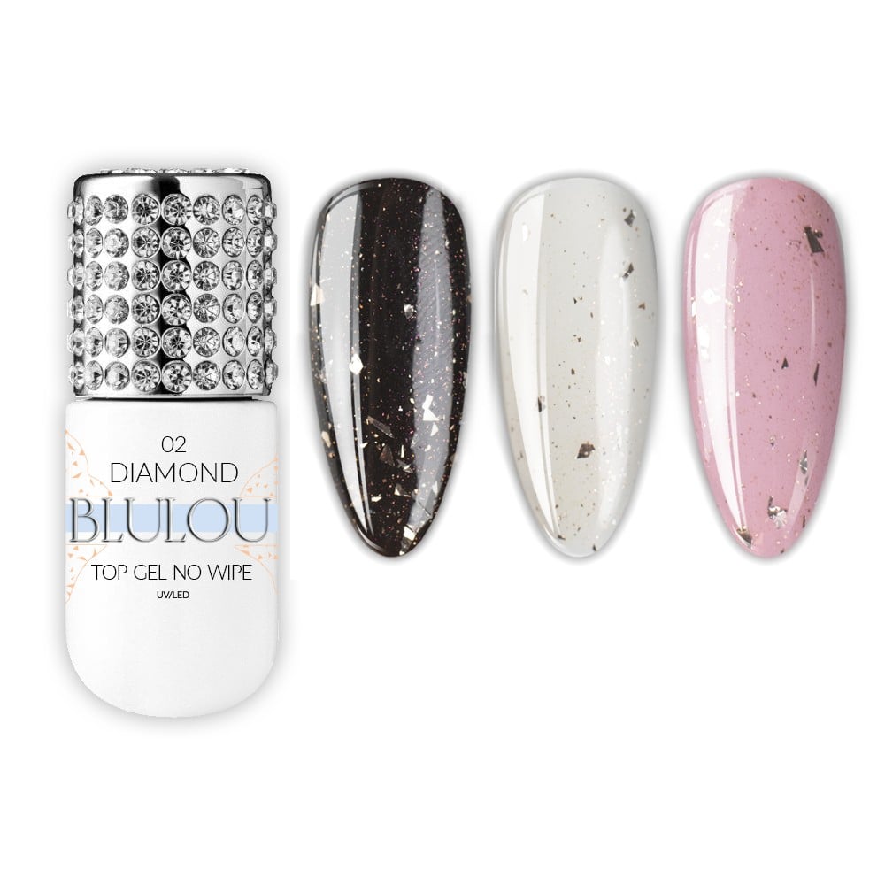 JustNails.pl JustNails BLULOU Top hybrydowy Diamond No Wipe Top Gel 02 9ml