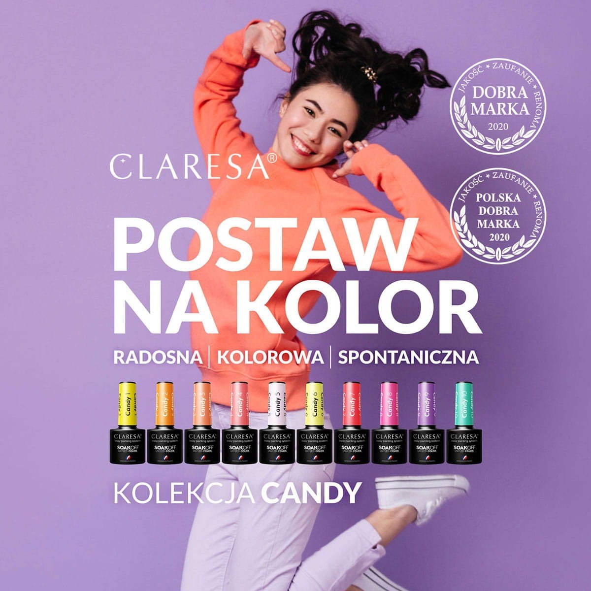 JustNails.pl JustNails Produkty do paznokci CLARESA Lakier hybrydowy Candy 8 5g Lakiery hybrydowe