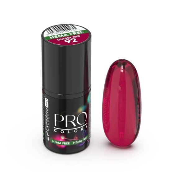 EXCELLENT PRO - Lakier hybrydowy - PRO Colors HemaFree - 092 GLASSY RED - 7g
